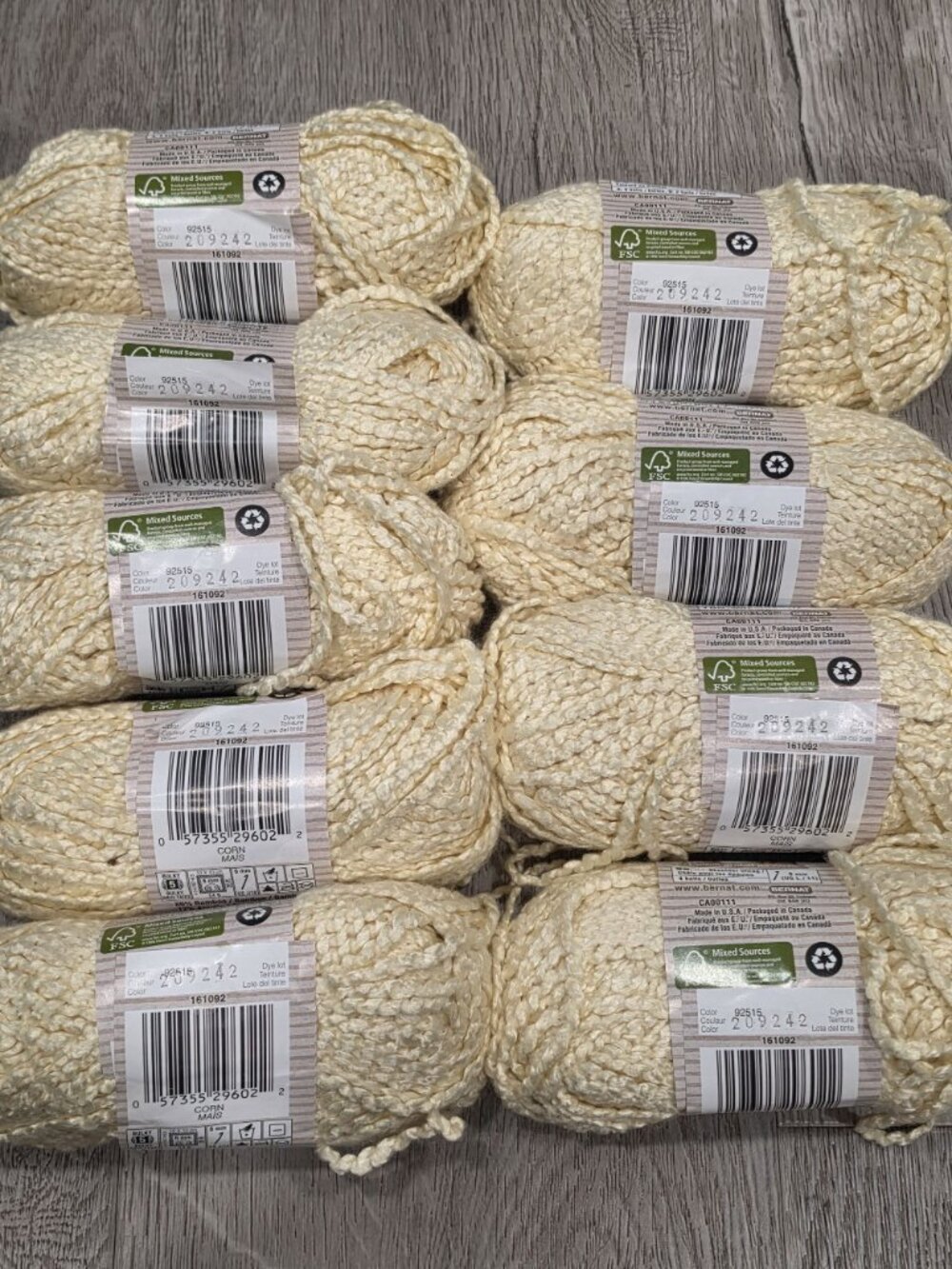 Bernat Bamboo Natural Blends Yarn Lot 10 Skeins Color Corn (209242) 60g/63 Yd ea - Picture 2 of 6